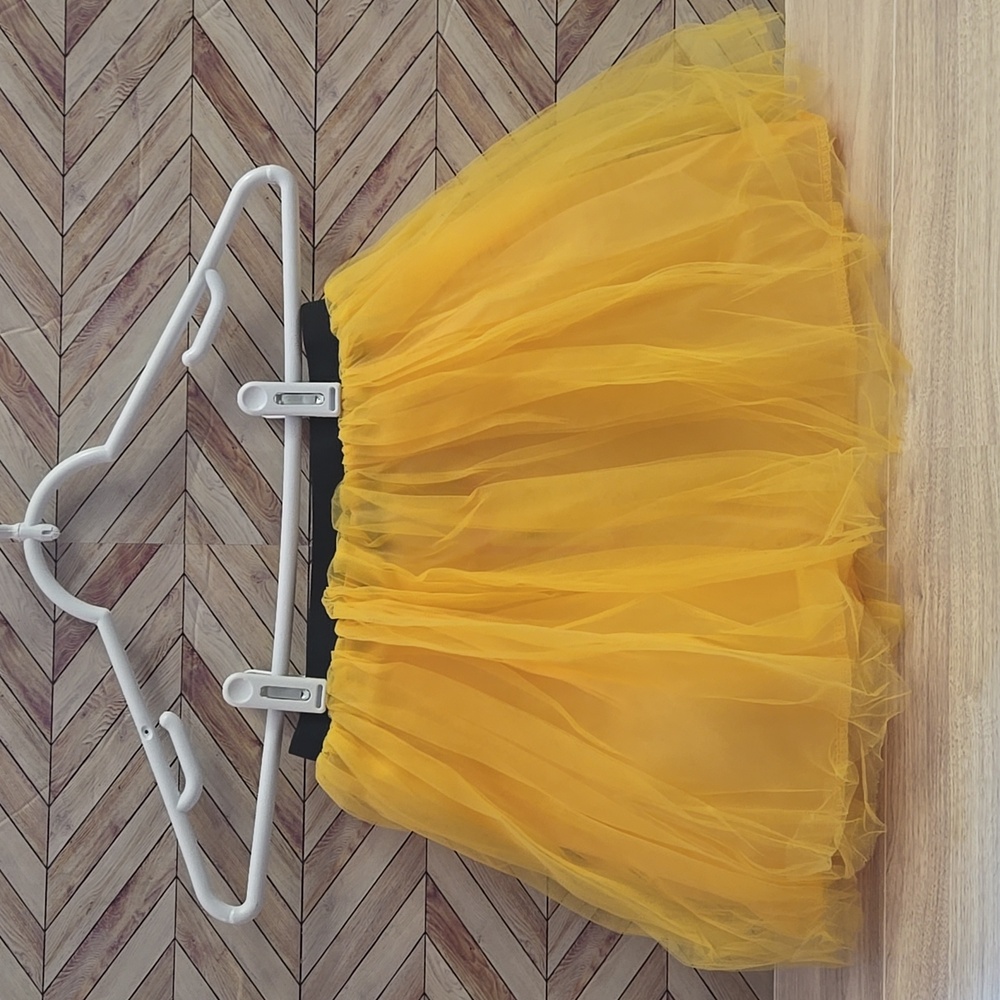 Vibrant Yellow Tulle Tutu Skirt Elastic Waist Size Youth Girl 6-7 Party Costume